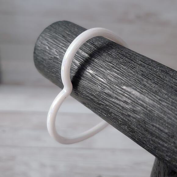 White with Slight Iridescent Finish Heart Shape Plastic Bangle - Picture 2 of 3